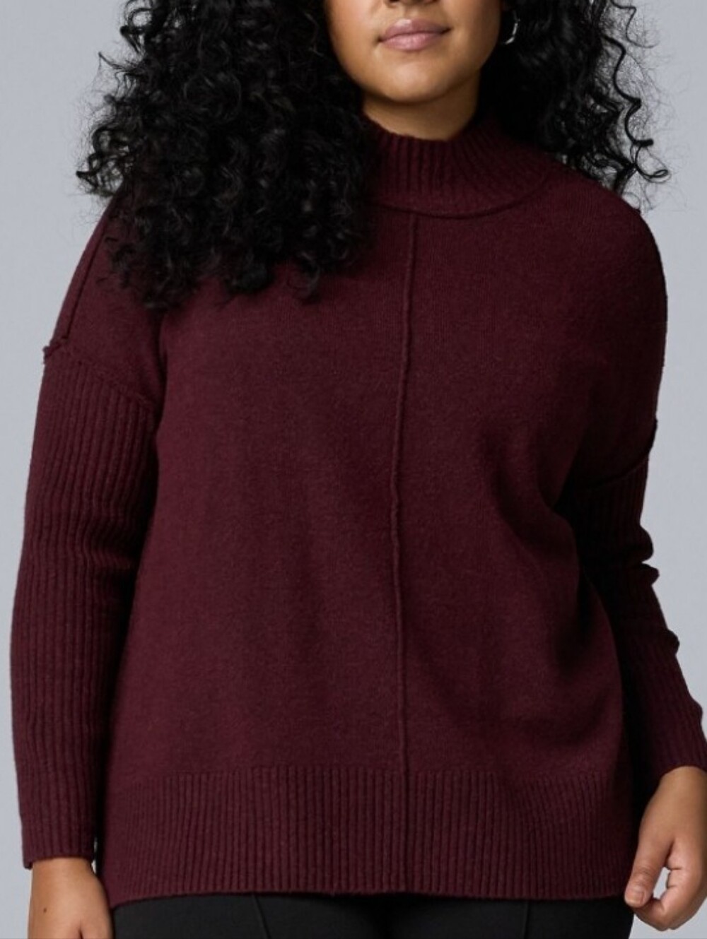 Simply Vera Vera Wang Luxe Cashmere Blend Burgundy Mockneck Sweater